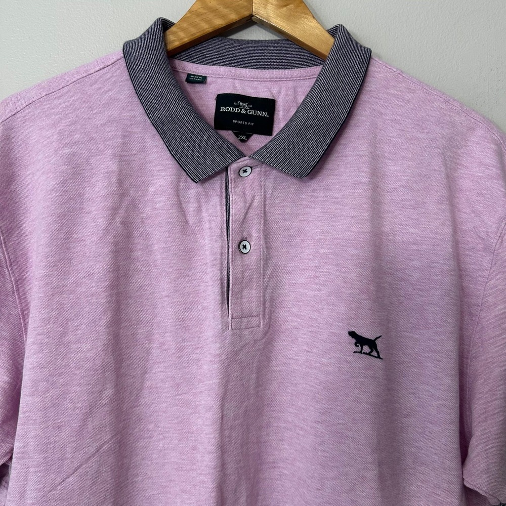 Rodd & Gunn Polo Shirt Men XXL Pink Sports Fit Australian Cotton Contrast Trim